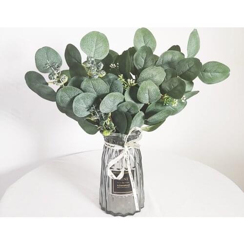 Artificial flower Eucalyptus Leaves Stems Eucalipto Branches Artificial Plants for Floral Bouquets Wedding Holiday Green Decor