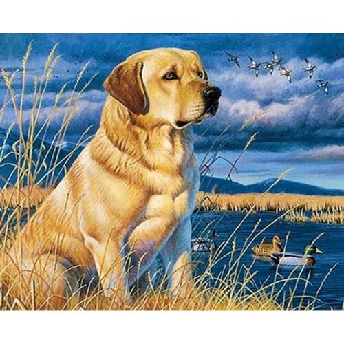 Labrador Pet Dog 5D DIY Diamond Painting Full Square Drill Embroidery Mosaic Needlework Cross Stitch Kit Rhinestone Decor Gift