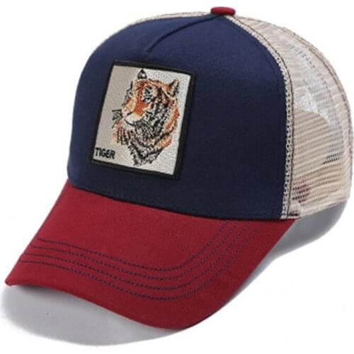 LDSLYJR tiger animal embroidery cotton Casquette Baseball Cap Mesh Breathable Adjustable Snapback Hats for men and women 205