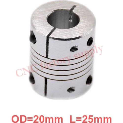 Hot10pcs/lot D20L25 CNC Motor Jaw Shaft Coupler clamp Flexible Coupling OD 20x25mm wholesale Dropshipping 4mm 5mm 6mm 6.35mm 8mm