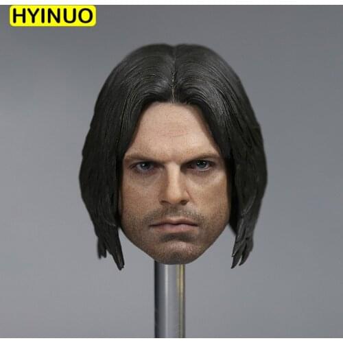 1/6 Scale Winter Soldier Bucky Barnes Sebastian Stan Head Sculpt Headplay for 12" Action Figure Body Doll Toys