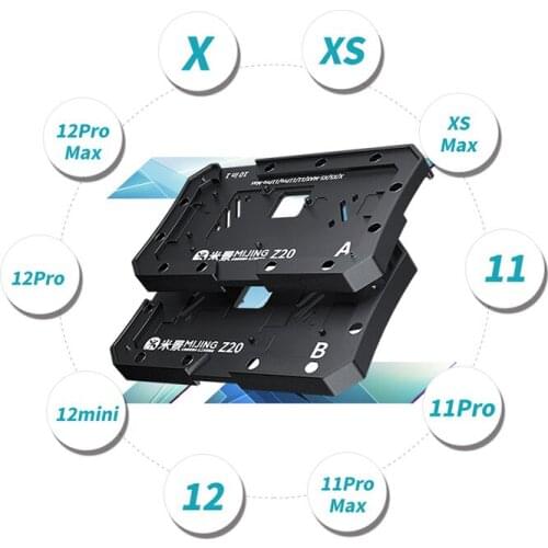 MIJING Z20 10 in 1 BGA Reballing Metal Stencil For IPhone X 11 12Series Motherboard Reballing Platform Middle Frame Planting Tin