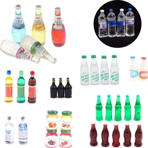 1/2/3/4/5/6/10PCS Mini Water Bottles Dollhouse Miniature Doll Food Dollhouse Kitchen Living Room Accessories Kids Gift Toys New