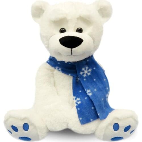 30cm Cute Stuffed Animals Teddy Bear Plush Toys Soft Teddy Bear with Ribbon for Kids Babies Birthday Gift Christmas White and Bl
