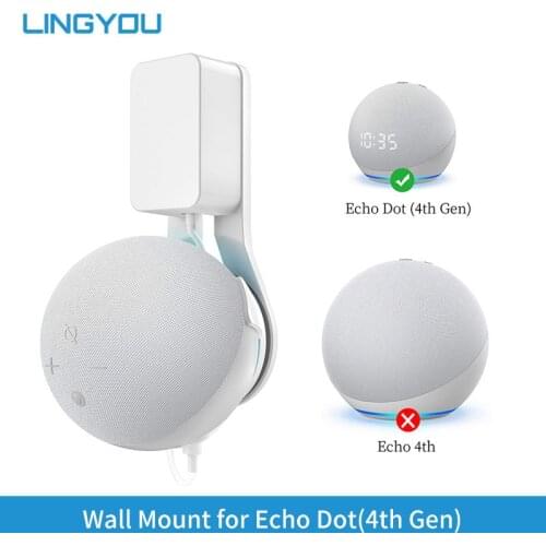 LINGYOU Outlet Wall Mount Holder Stand Hanger For Amazon Alexa Echo Dot 4th Gen Space Saving Accessories Without Messy