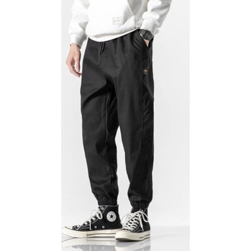 2021 New Summer Retro Tie-foot Mens Overalls Trendy Brand Casual Trousers Loose Large Size Small Feet Harem Pants