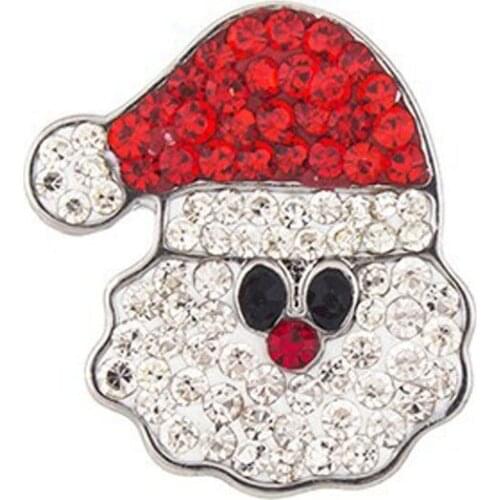 Wholesale 20pcs/lot Snaps Santa Claus Christmas Rhinestone Diy Snap Jewelry 18mm Snap Button Fit Charm Bracelet Jewelry