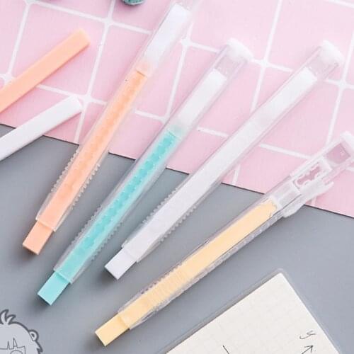 Creatively Stationery Push-type Automatic Retractable Rubber Eraser 4 PCS/Lot School Supplies Cute Cartoon Pencil-shaped Erasers