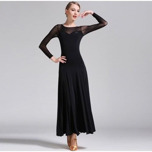 Ballroom Dance Competition Dresses 2019 New Arrival 7 Color High Quality Long Sleeve Flamenco Skirt Women Stage Ballroom Dress