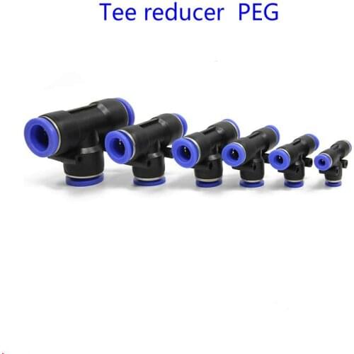 Peg Air Connector 4mm 6mm 8mm 12mm Pneumatic Connector Quick Connection Sliding Lock Tee 3way Plastic Pipe Water Hose Connector