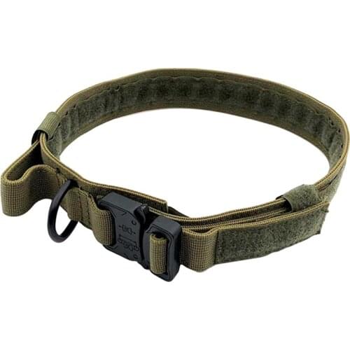 Adjustable Tactical Dog Collar Strong Dog Collar Heavy Duty Metal Buckle With Control Handle For Dog Training