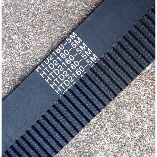 1 piece HTD5M timing belt 2160-5M-20 Teeth 432 Length 2160mm Width 20mm 5M rubber closed-loop belt 2160-5M S5M Pulley