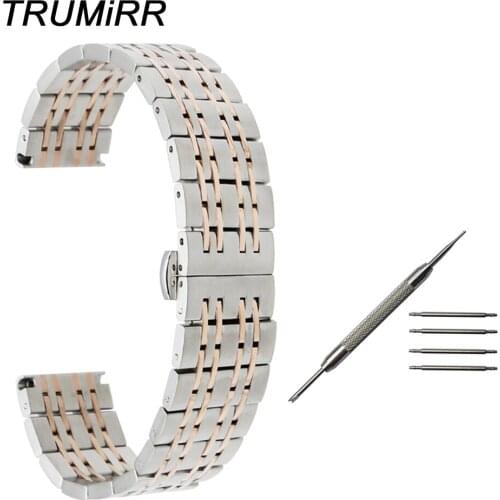 Stainless Steel Watch Band 18mm 20mm 22mm for Hamilton Men Women Butterfly Buckle Strap Wrist Bracelet Black Rose Gold Silver