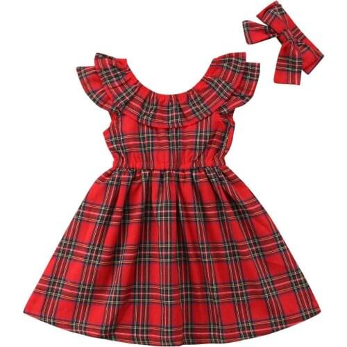 Christmas Plaid Girls Princess Dress Kids Baby Party Pageant Xmas Tutu Dress Backless Bownot Cute Children Girl Dresses 1-6T