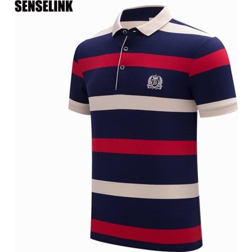 2021 New Men Polo Shirt High Quality Striped Short Sleeve Business Spring Summer Casual Fashion Men Short Sleeve Polo Shirt