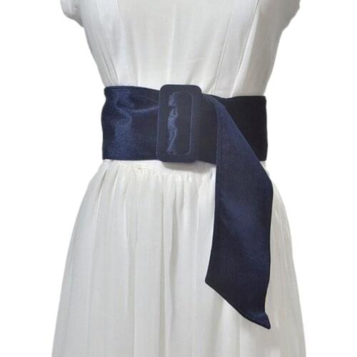 Square-ring Wide Belt Women Faux Suede PU Leather WaistbandGood Matching Ladys Dress Girdle Buckle Soft Waistband 2021 New