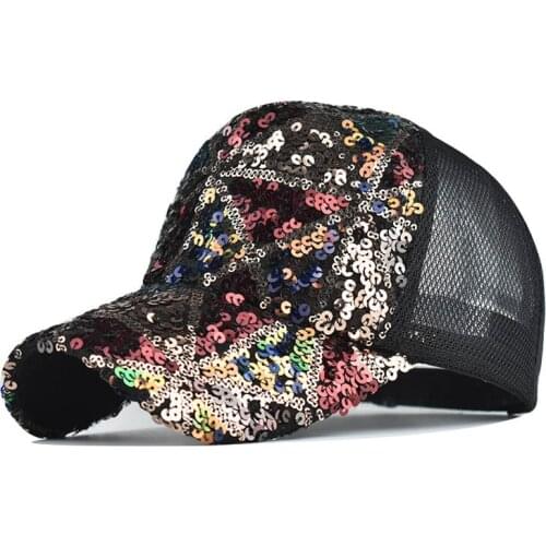 Sports Snapback Cap Ladies Embroidered Baseball Caps Sequins Fashion Casual Curved Hats Girls Can Adjust Hip Hop Gorras