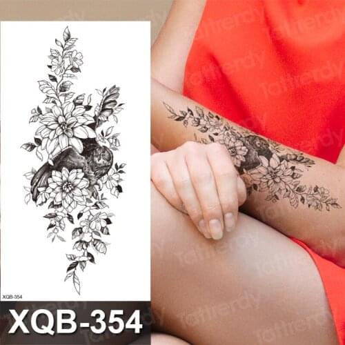 Tattoo sticker women arm sleeve fake hand tattoo flowers leaves animal sketch tattoo designs girls sexy waterproof tattoos