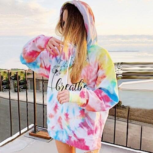 Hoodie Women Sweatshirts Tops Star Tie Dye Print Pullvoer Long Sleeve Shirt polerones mujer moletom sudaderas para mujer худи