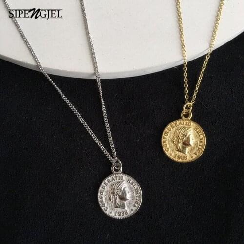 Trendy Gold Coin Pendant Necklace Fashion Classic Necklace For Women Jewelry Christmas Gifts Cry X-l0128