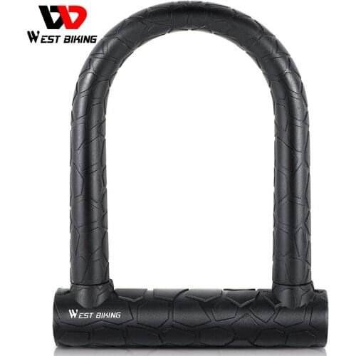 WEST BIKING MTB Road Bicycle Lock Anti-theft Bike Cable U Lock With 2 Keys Motorcycle Scooter Security Cycling Accessories