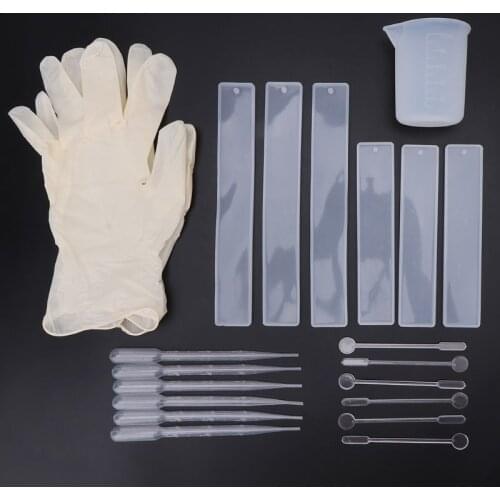 1 Set Rectangular Silicone Bookmark Mold DIY Bookmark Mould Epoxy Resin Jewelry Making Craft Material Tool Set E56C