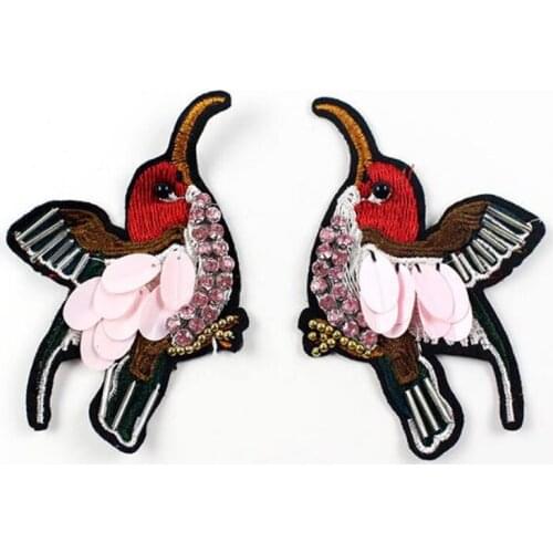1pcs Sequined Bird Patch for Clothes Sewing on Rhinestone Beaded Applique for Jackets Jeans Bags Shoes Beading Sequins Applique