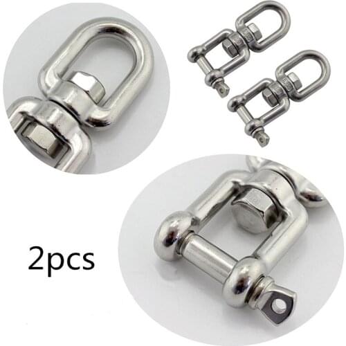 2pcs Stainless Steel Jaw & Hook Rotation Quick Hook Shackle for Outdoor Rock Climbing Hiking Equipment Swivel Rotating Carabiner