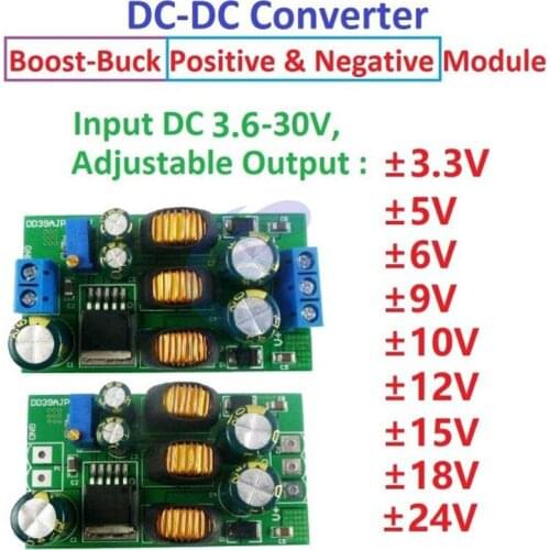 20W Boost-Buck Dual Output Voltage Module 3.6-30V to +-3-30V Adjustable Output DC DC Step-up Step-down Converter Board 2 in 1