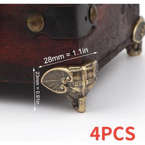 4PCS 28*23mm Antique Elephant Vintage Bronze Jewelry Chest Box Wooden Case Decorative Protection Feet Leg Plastic Material