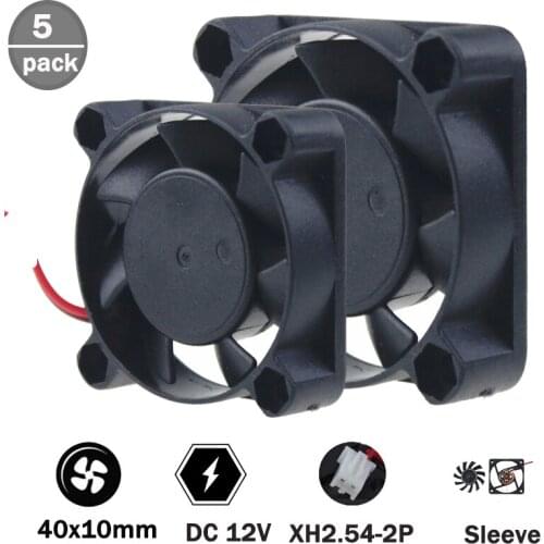 5 pcs Gdstime 40mm 12V 4010 Mini Computer Case Cooling Fan Bearing 2pin 4cm 40x40x10mm cooling fan
