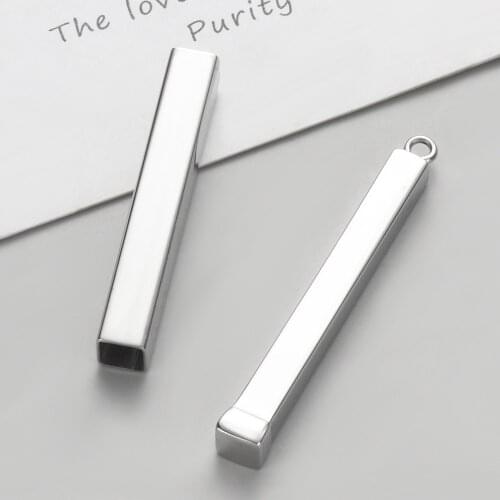 5PCS/Lot Fashion Mirror polished stainless steel baby box small hanging pendant charms Bar Necklace Jewelry Making