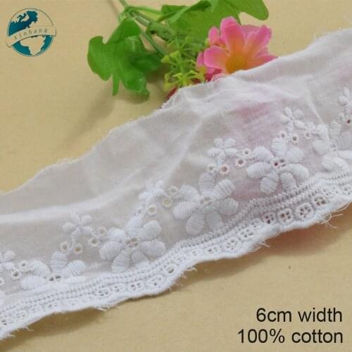 5yards 6cm wide 100% Cotton embroid lace sewing ribbon guipure trim wedding lace DIY dolls Accessories african wedding lace#3229