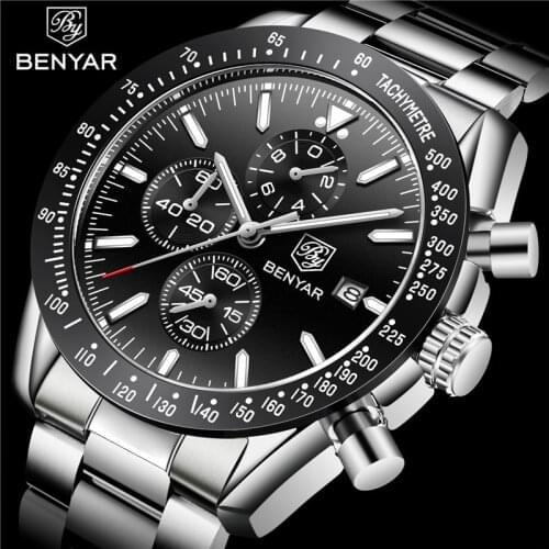 BENYAR Mens Stainless Steel Watch