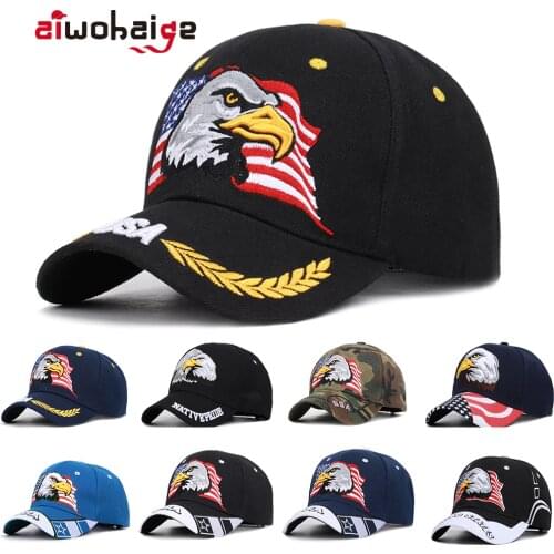 New Mens Animal Trucker Hat Patriotic Bald Eagle and American Flag Baseball Cap USA 3D Embroidery Farm Snap Back Snapback Bone