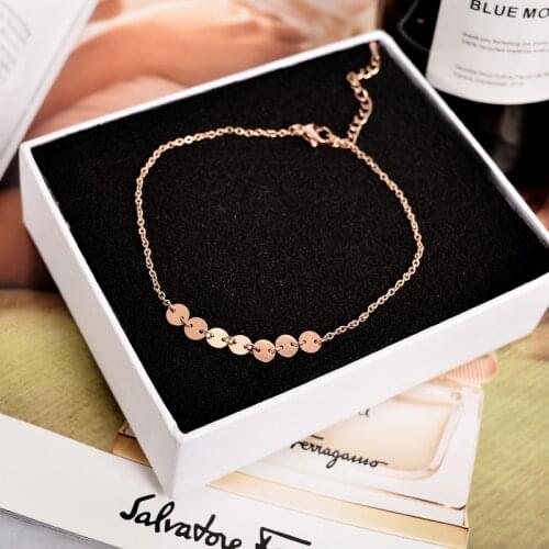 YUN RUO 2020 Fashion Rose Gold Color Little Paillettes Anklet Chic Style Woman 316 Titanium Steel Jewelry Top Quality Never Fade