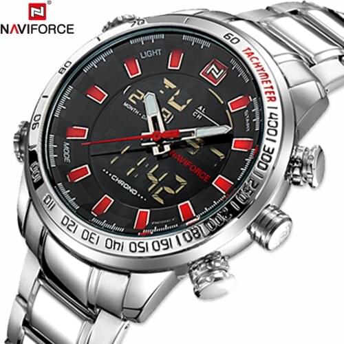 NAVIFORCE Luxury Brand Mens Watch Military Sports Wrist watches For Men Waterproof Stainless Steel Digital Chronograph Clock