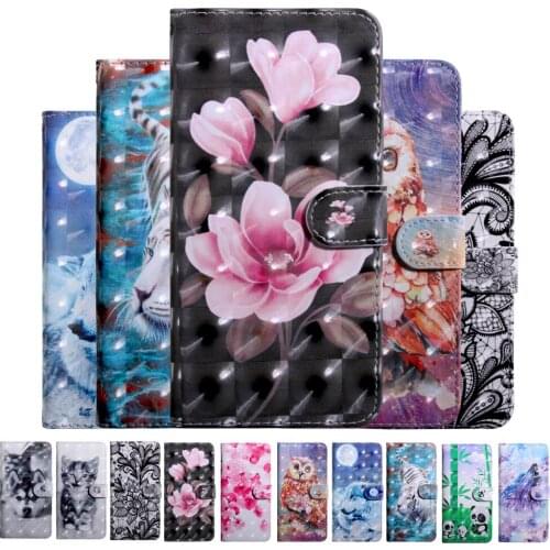 Painted Wallet Phone Case for iPhone 13 12 11 Pro Max XS XR SE 2020 6 7 8 Plus Flip Leather Cover Cute 3D Cat Dog Flower Lanyard