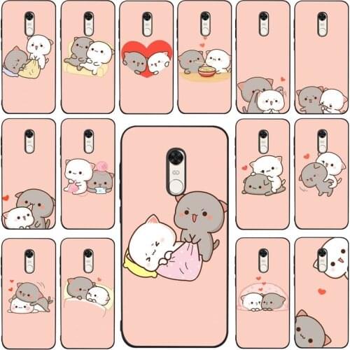 YNDFCNB Peach Mochi Cat Cartoon Phone Case for Redmi 5 6 7 8 9 A 5plus K20 4X 6 cover