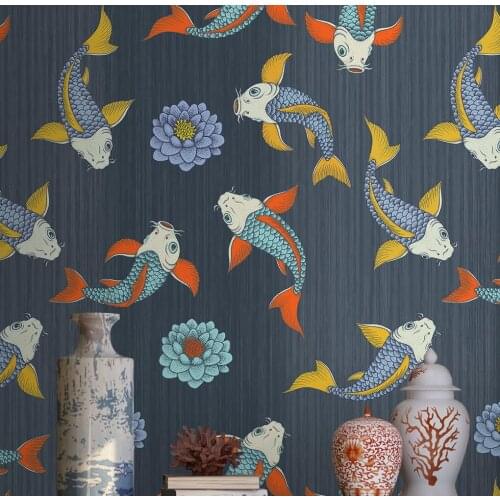 CJSIR Custom Koi Lotus Carp Mural Wallpaper for Walls Art Photo Wallpapers for Living Room Decor Decoration Salon Painting