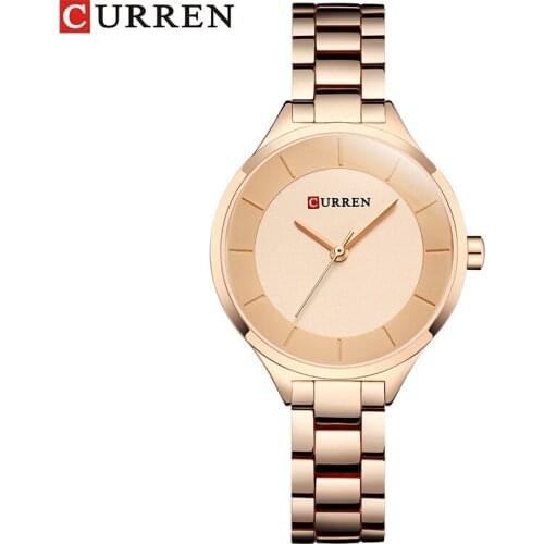 CURREN Luxury Women Rose Gold Watch Ladies Fashion Dress Quartz WristWatches Female Full Steel Waterproof Clock Relogio Feminino