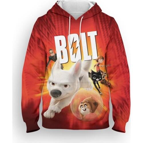 Cartoon Anime Children Hoodie Disney Movie Bolt 3D Print Spring Women Pullover Oversized Fashion Mens Sweatshirts