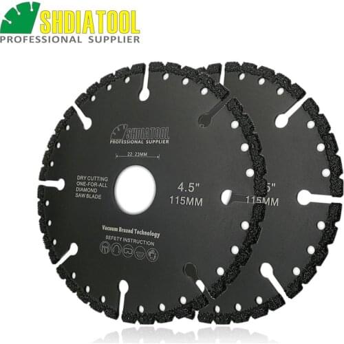 SHDIATOOL 2pks Vacuum Brazed Diamond Blade 4.5" Professional Demolition Blade Fast Cutting Reinforced Concrete Stone Iron Steel