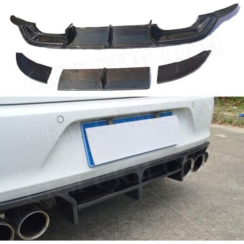 Carbon Fiber Rear Bumper Exhaust Diffuser Lip guard plate Body Kit For VW Volkswagen Golf 7 MK7 VII Rline Hatchback 2014-2017