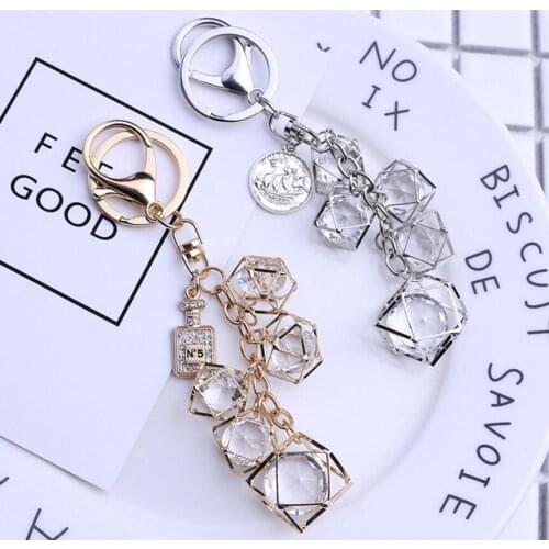 Imported crystal car key ring rhinestone water column bag pendant girlfriend gift creative Korea new gift