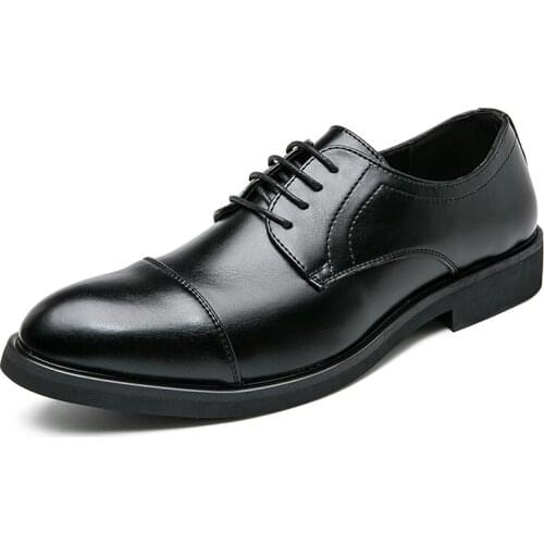 Jumpmore 2020 Fashion Classic Men Office Shoes Black Pointed Toe Leather Men Dress Shoes Flats Men Business Shoes size38-48