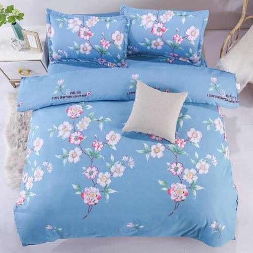 4pcs Bedding Sets Queen Size Flower Blue Duvet Cover Pillowcase Bedclothes Guest Quilt Cover Soft Comfortable Twin Bed Sheets