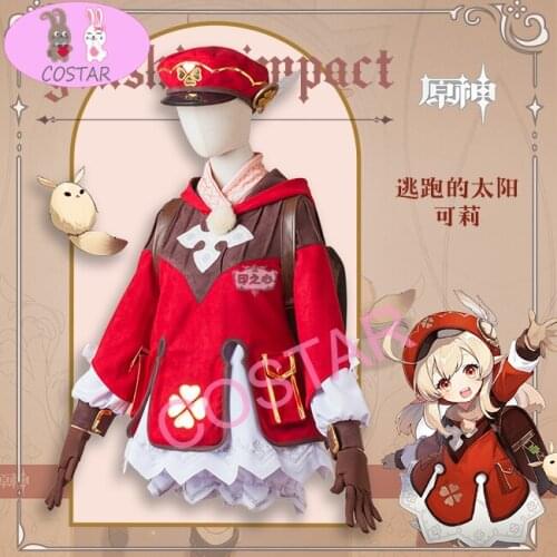 Game Anime Genshin Impact Mondstadt Klee Cosplay Costume Loli Party Outfit Uniform Adult Men Women Halloween Carnival Full Set