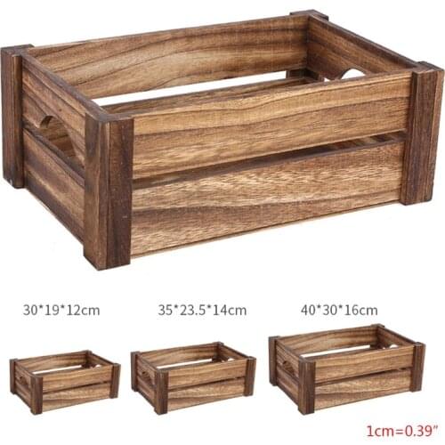 Creative Wooden Storage Box Desktop Organizer Retro Table Tray with Handle for Bathroom Kitchen Home Decoration Drop Shipping