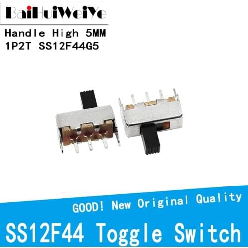 50Pcs SS12F44G5 SS12F44 SS-12F44 Handle 5mm MINI Miniature DIP Slide Switch 1P2T 3Pin DIY DVD Power Switch Electronic Accessorie